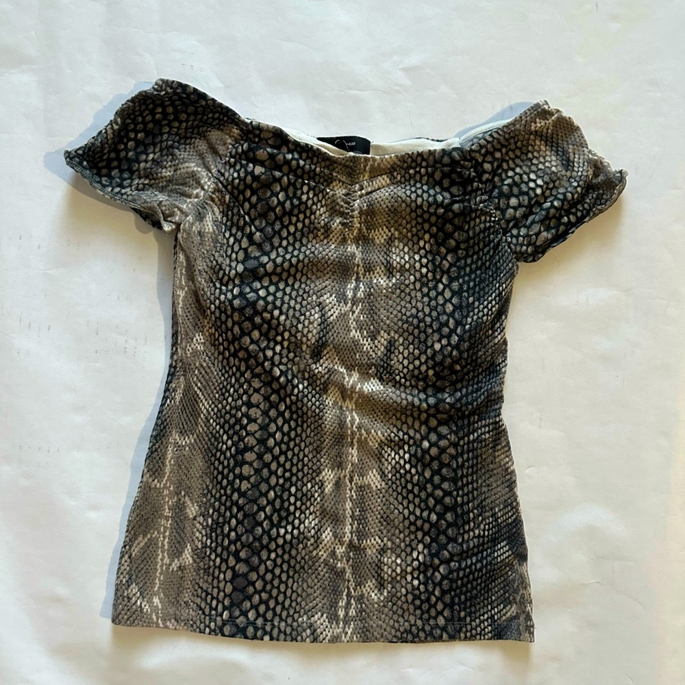 Express Snake Print Off-Shoulder Top